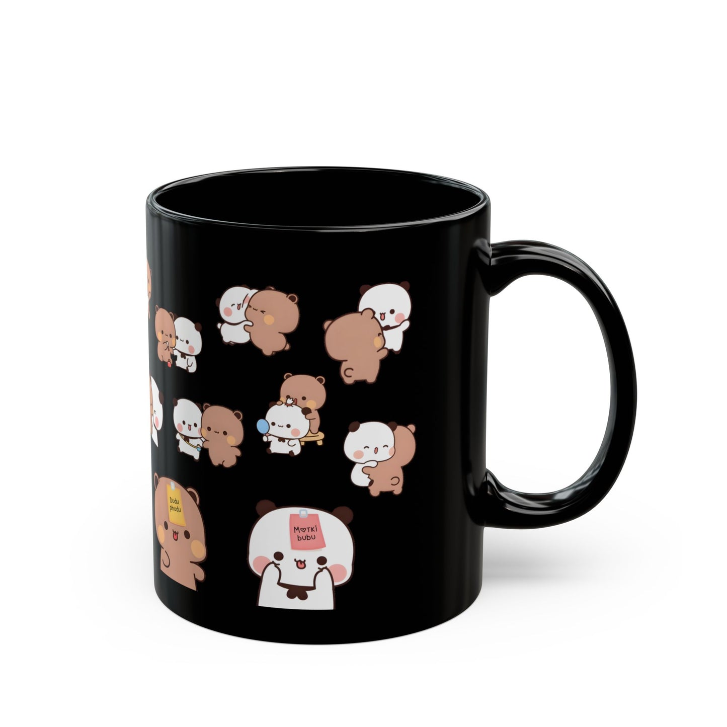 Bubu love dudu multiple stickers black mug