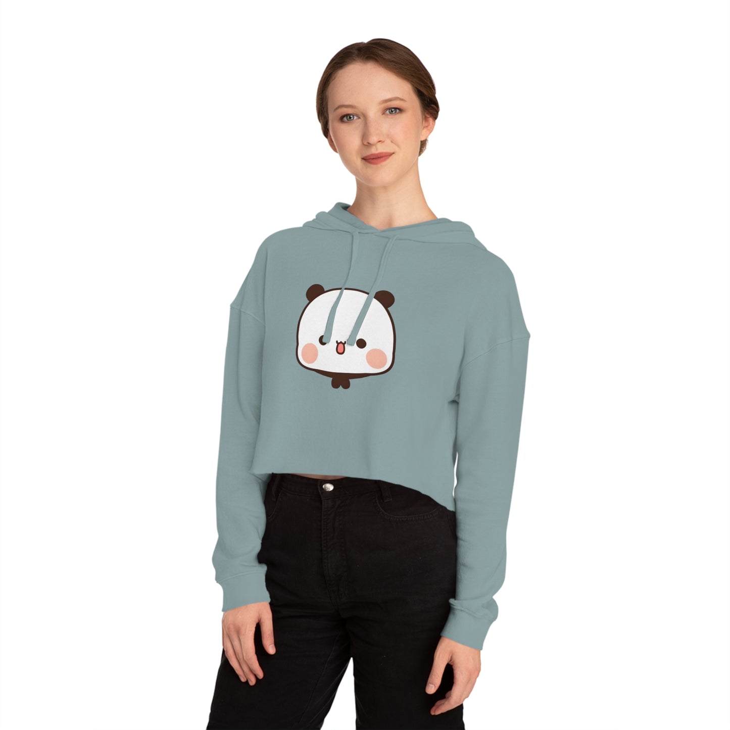 Cute bubu cropped hooded sweatshirt