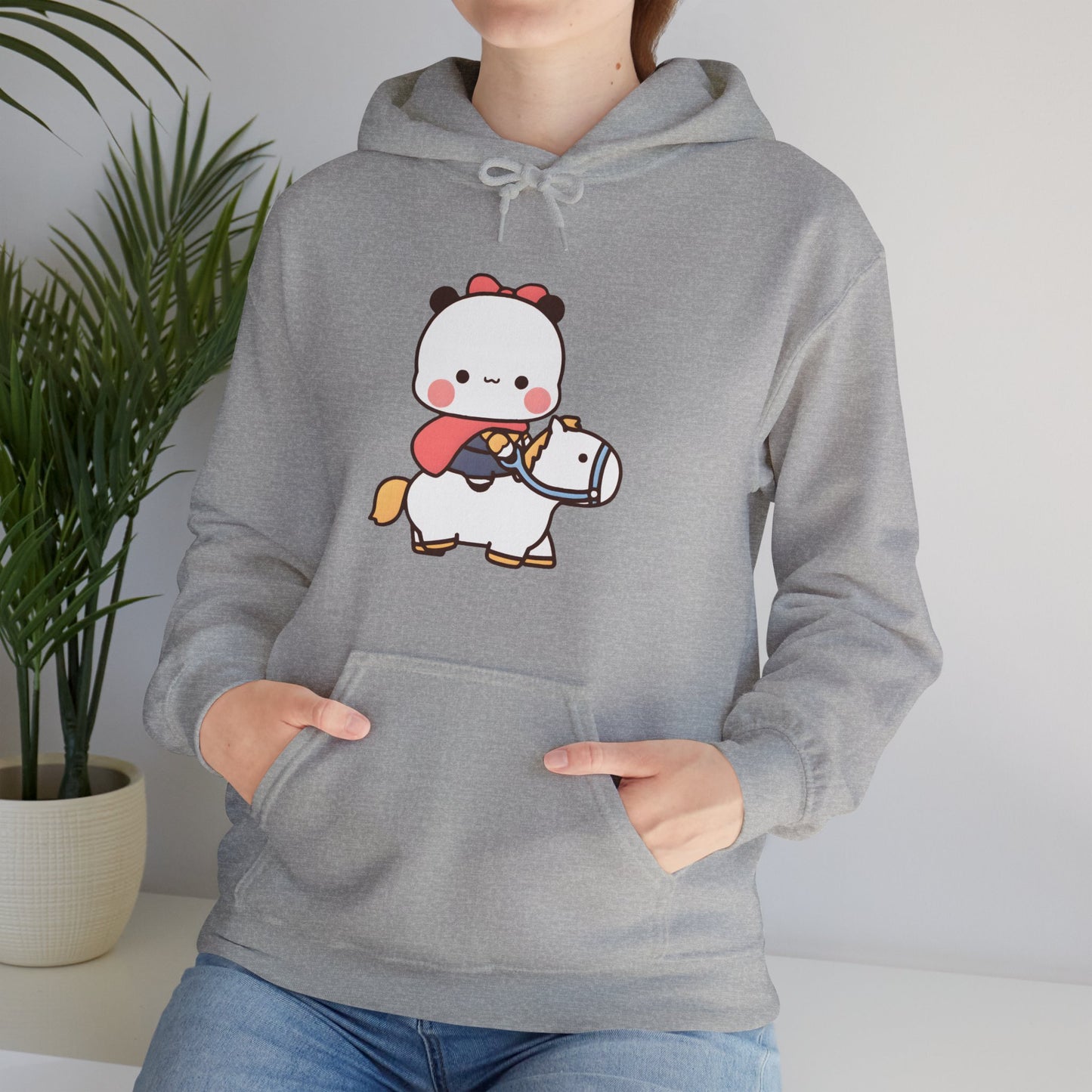 Bubu on white horse hoodie