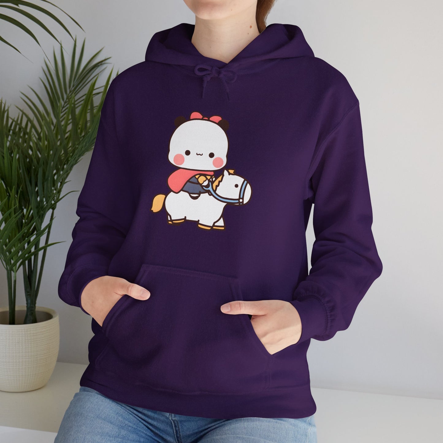 Bubu on white horse hoodie