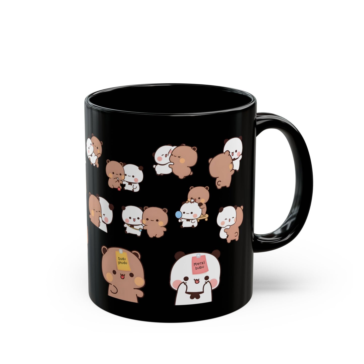 Bubu love dudu multiple stickers black mug