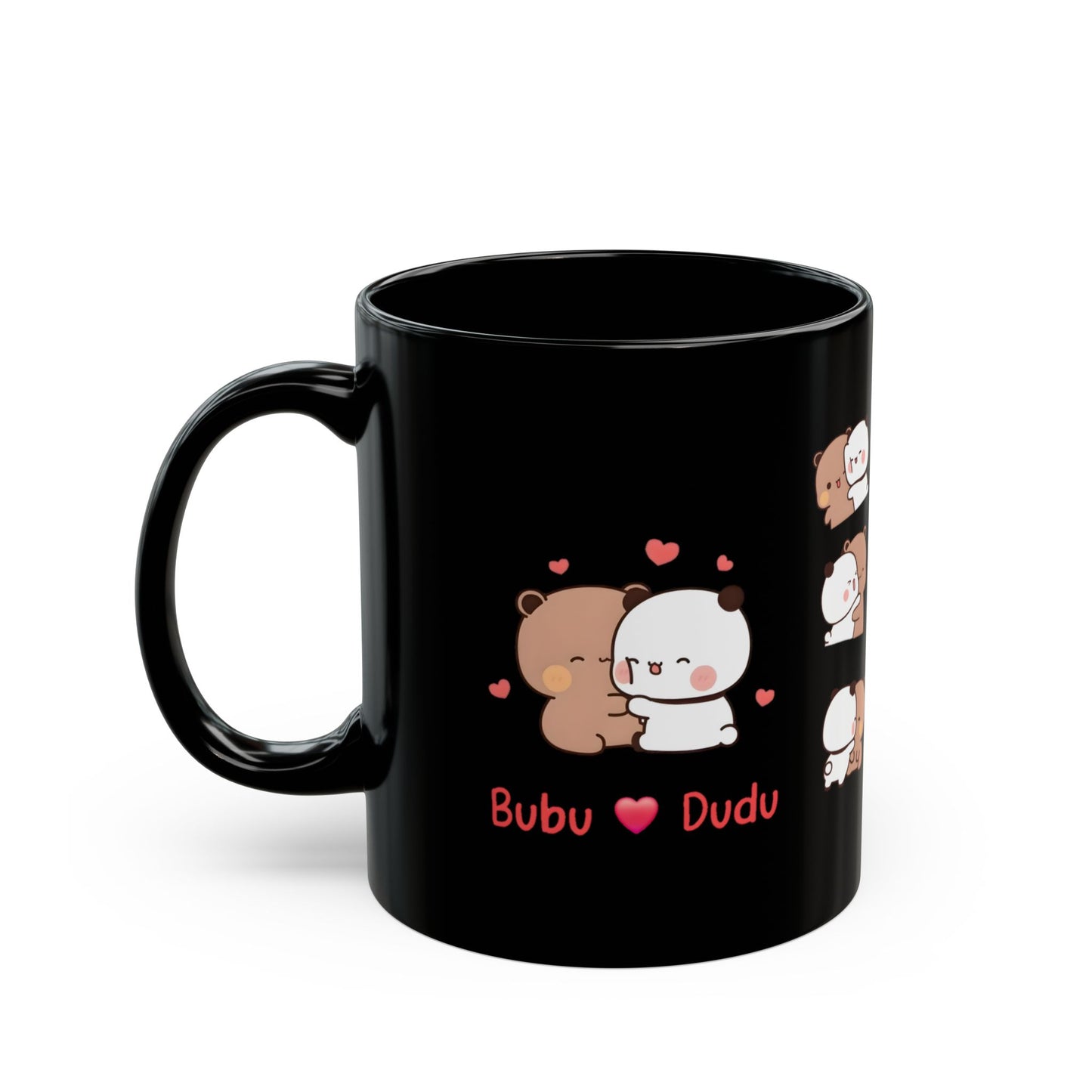 Bubu love dudu multiple stickers black mug