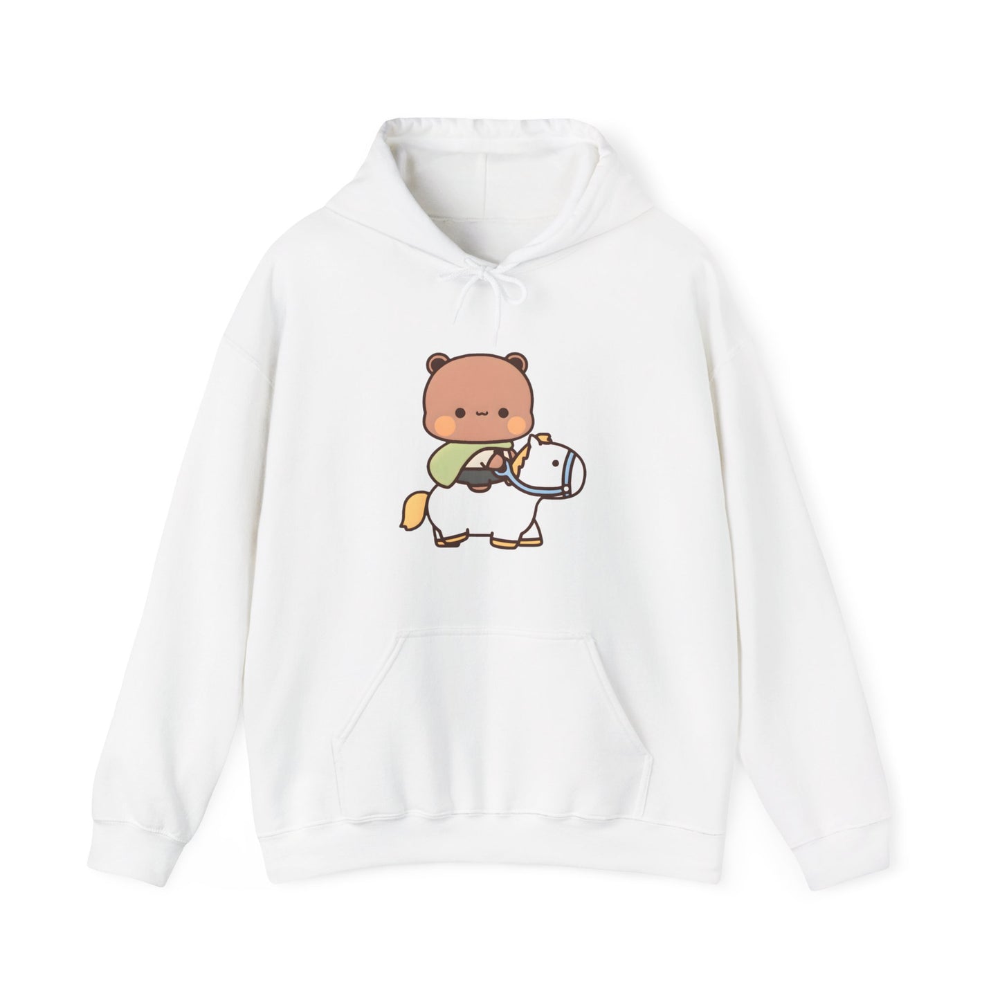 Dudu on white horse hoodie