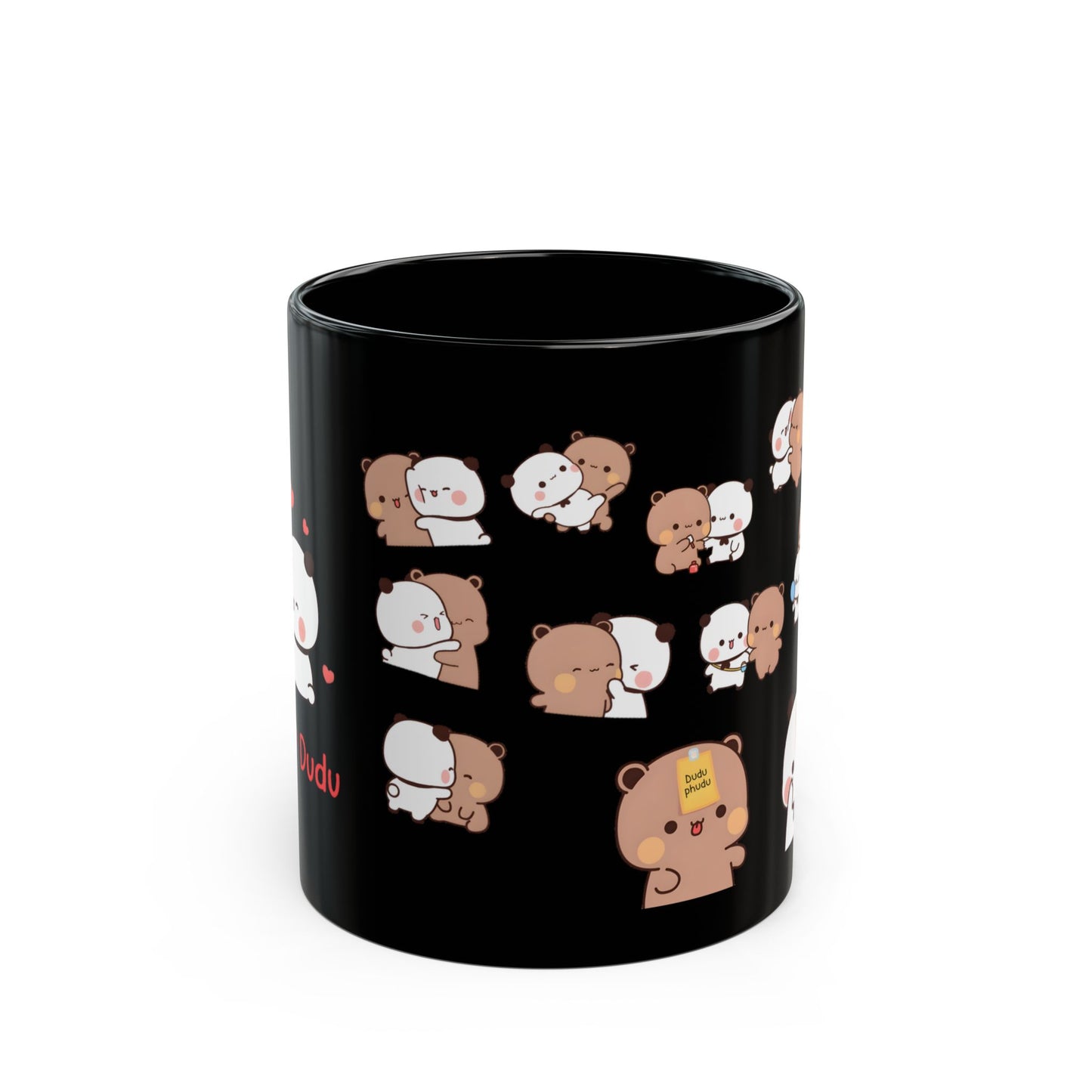 Bubu love dudu multiple stickers black mug