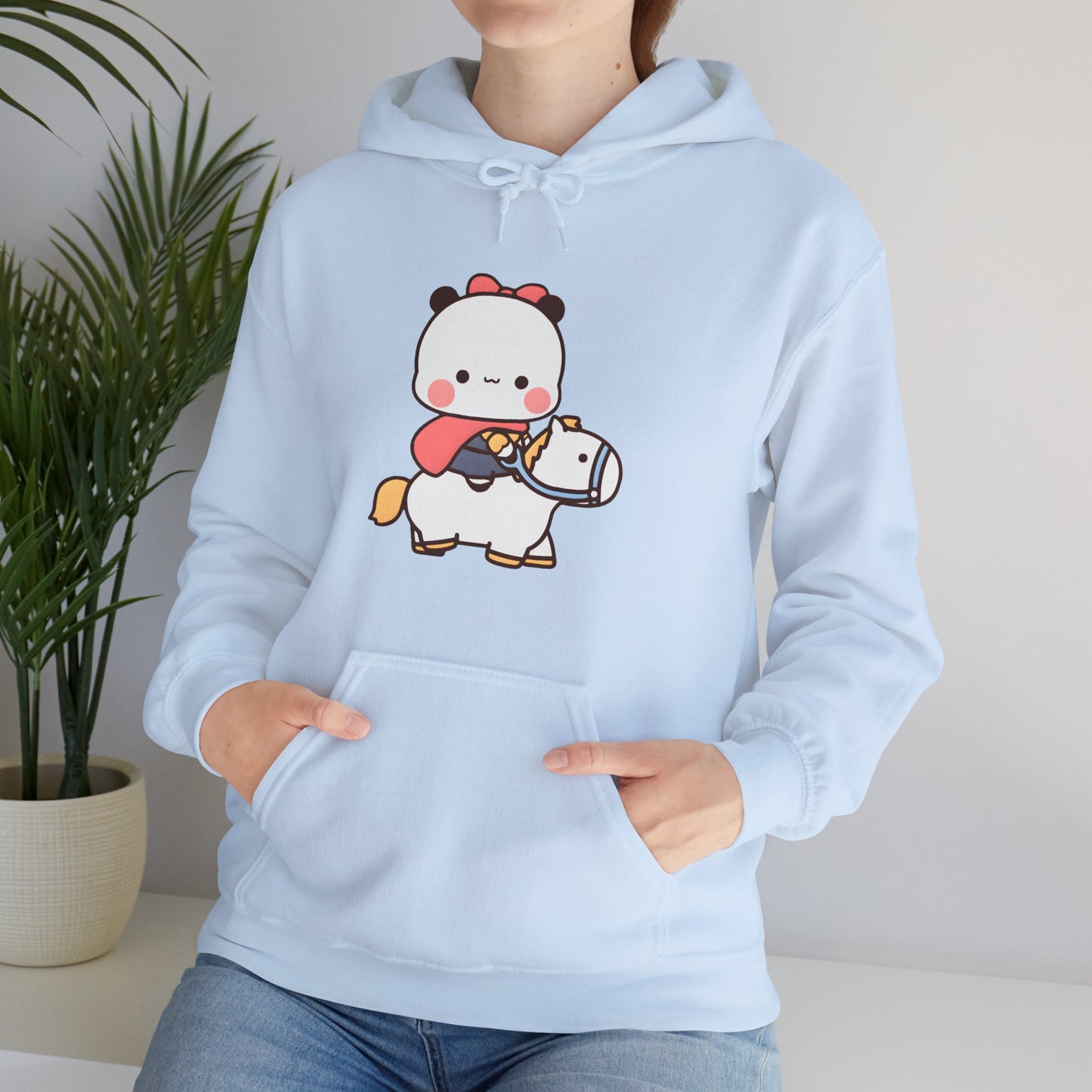 Bubu on white horse hoodie