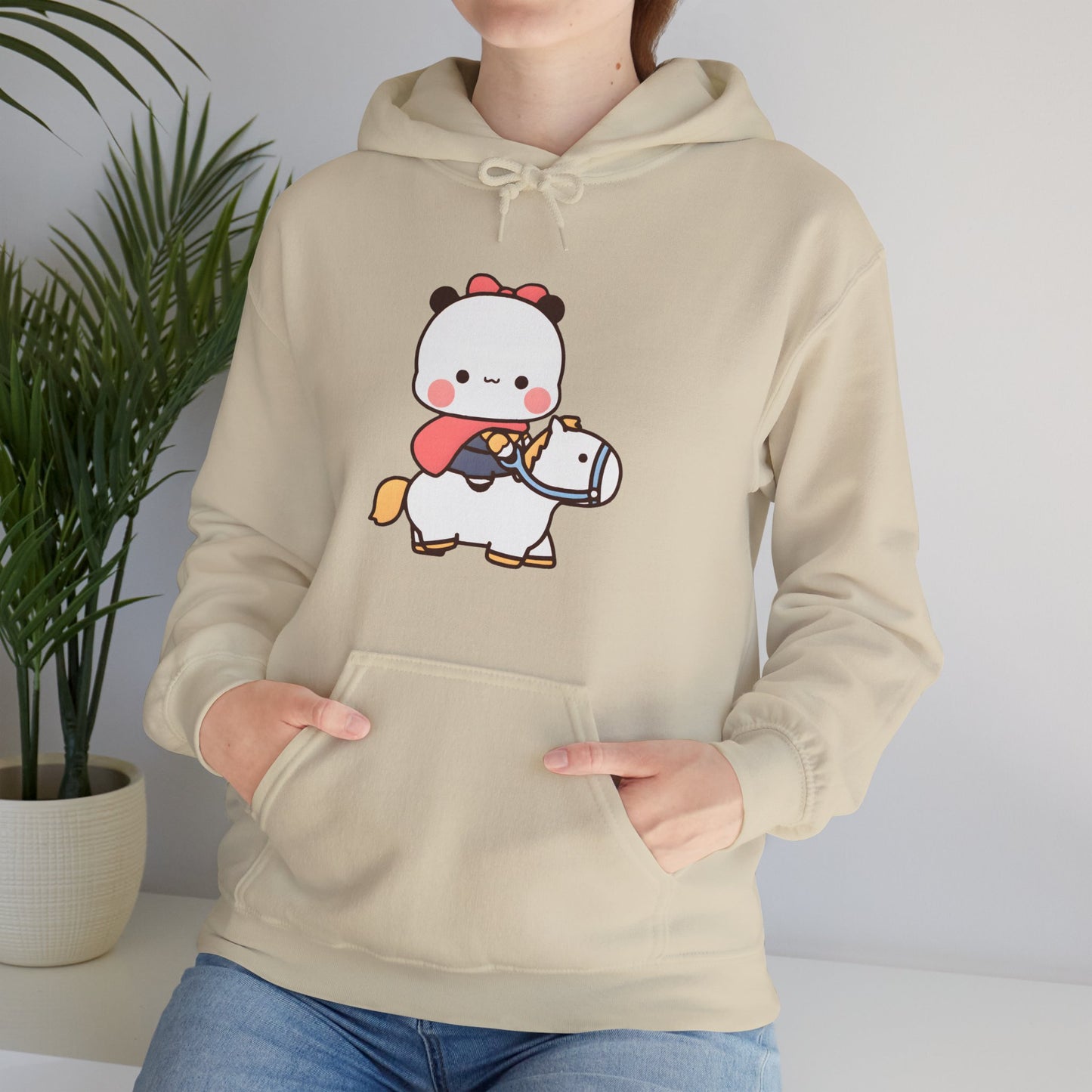 Bubu on white horse hoodie